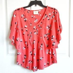 Anthropologie Maeve Women's Maya Pintuck Blouse Top size 2